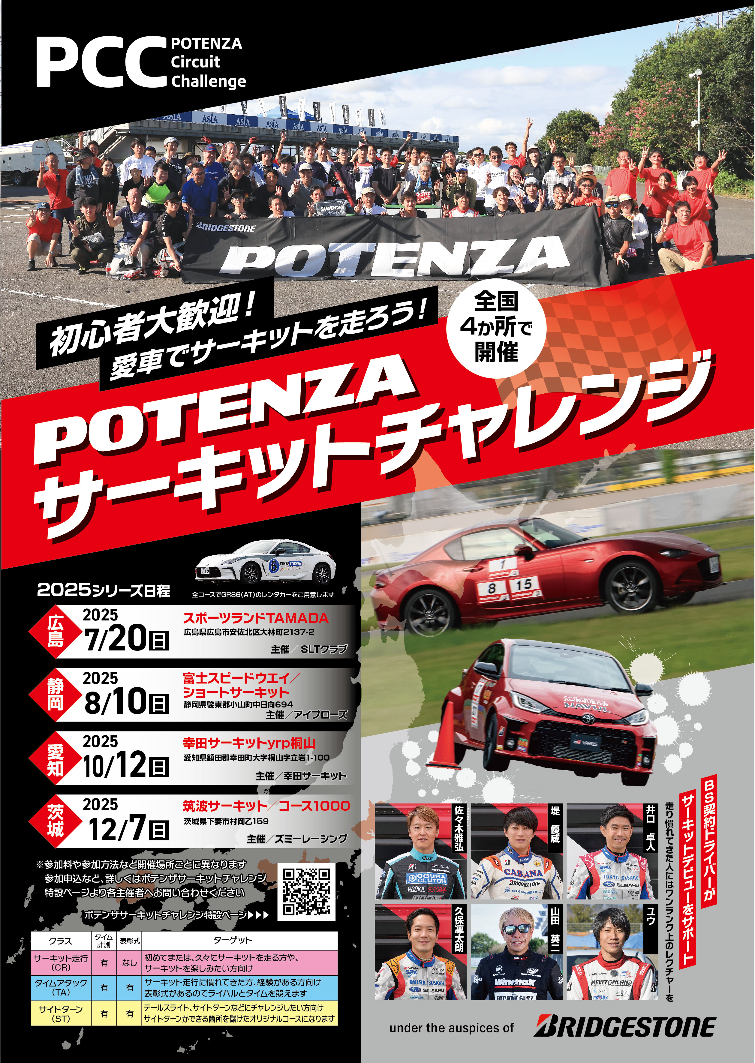 2025年 POTENZA Circuit Challenge(PCC)スケジュール決定